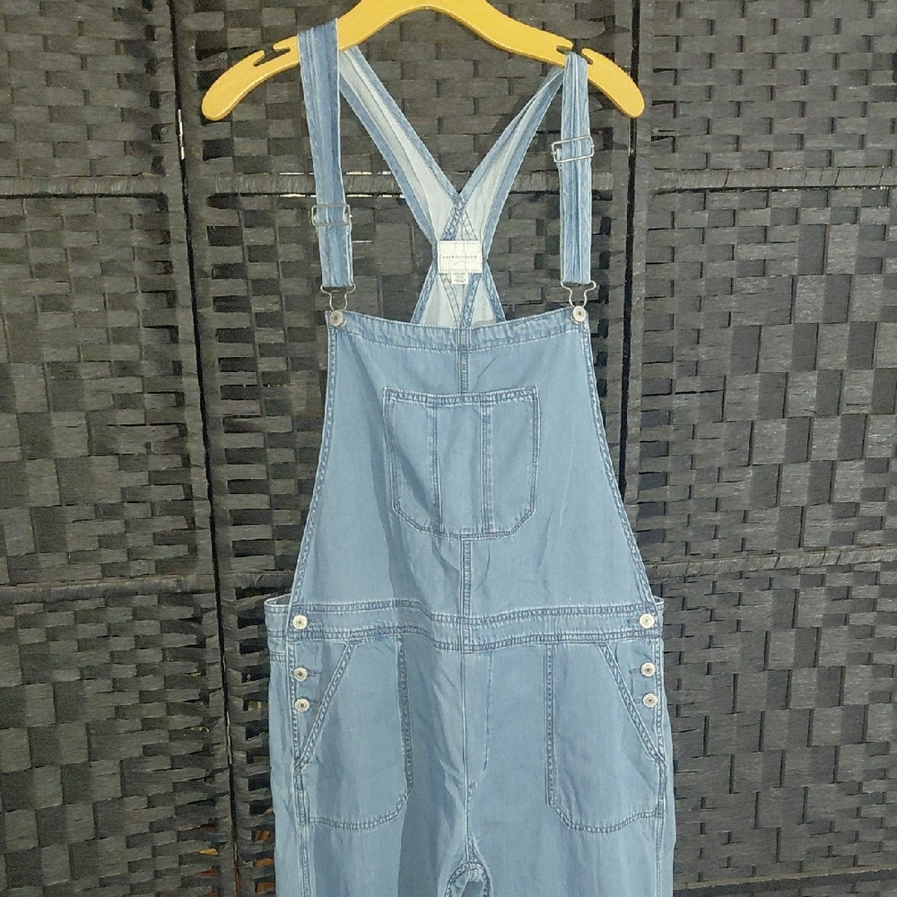 American Eagle Light Blue Denim Overalls Jumper